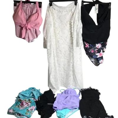 Women’s Swimwear Lot – 7 Swimsuits and Lace Cover-Up - New w/ & without tags