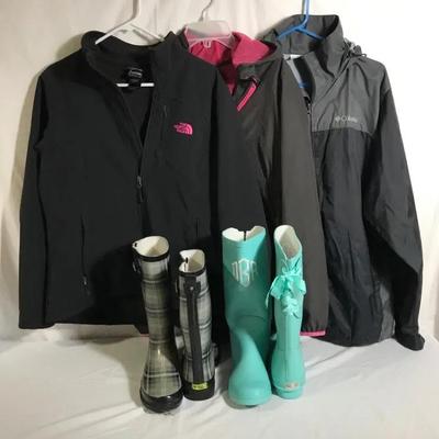 Women’s Rain Gear Lot – The North Face, Columbia, Tek Gear Jackets & Rain Boots