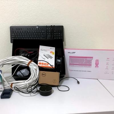 Office Electronics & Accessories Lot – Keyboards, Cables, Amazon Echo, and More