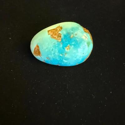 Turquoise Blue Gemstone Cabochon w/ Copper Matrix – 12.3g Polished Oval Stone for Jewelry Making