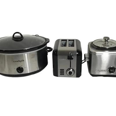 Appliance Lot – Crockpot, Cuisinart Rice Cooker, and 2-Slice Toaster