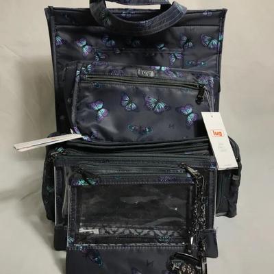 Lug Butterfly Print Tote with Organizer & Clear Accessory Bags