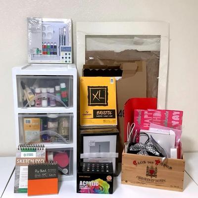 Large Crafting Supplies Lot – Paints, Frames, Sketch Pads & More