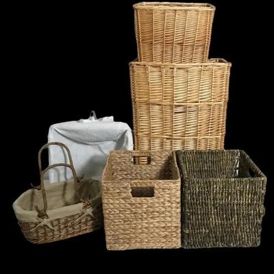 Assorted Natural Fiber and Woven Storage Baskets