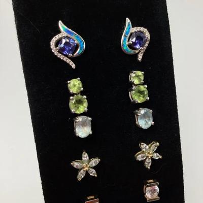 Lot of Six Pairs Sterling Silver Earrings – Various Styles, Stamped 925