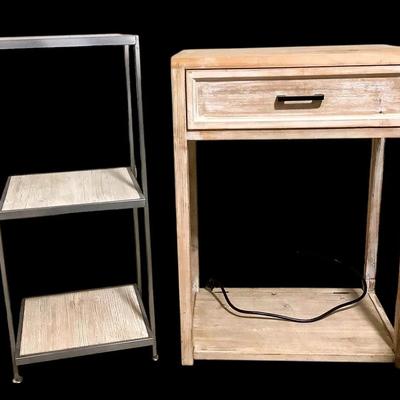 Wood Nightstand with Outlets & USB Ports and 3-Tier Shelf