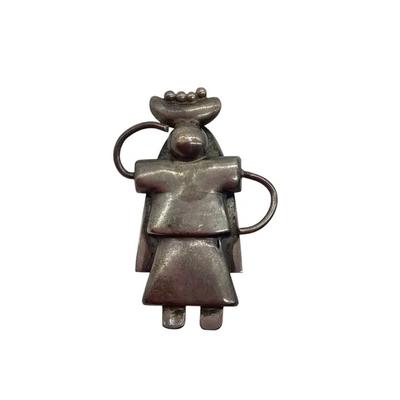 Vintage Mexican Silver Figural Brooch – Handcrafted Modernist Design