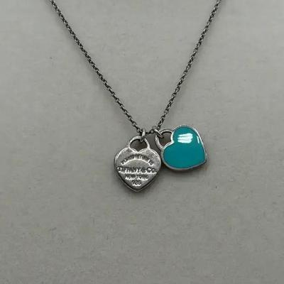 Authentic Tiffany & Co. Return to Tiffany Double Heart Tag Sterling Silver Necklace – 16” – Iconic B