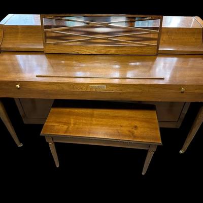Baldwin Console Piano with Matching Bench – Classic Mid-Century Design