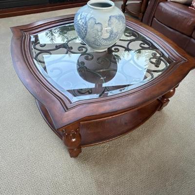 Coffee table with glass top