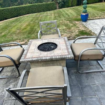 Patio furniture set with firepit