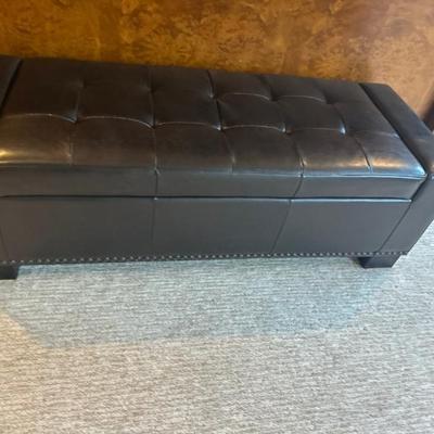Leather storage bench