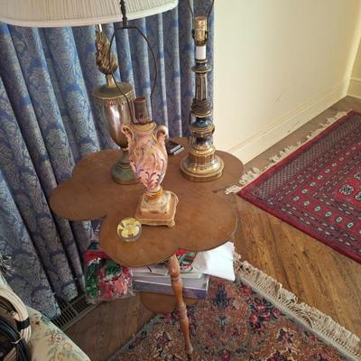Lamps.  Accent table.