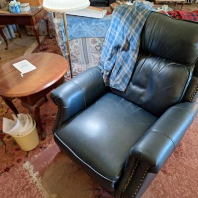 Leather recliner.  End table.