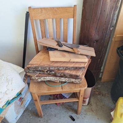Wood chair.  Live edge wood.