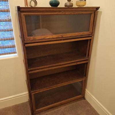 Solid oak and glass Lawyer's Bookcase.