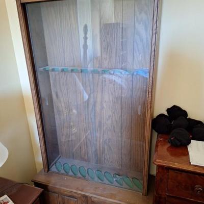Vintage solid oak gun cabinet.