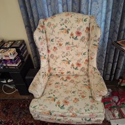 Floral accent chair.