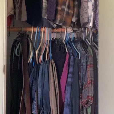 Collection of Men’s + Women’s Shirts, Pants, Shorts + Belts