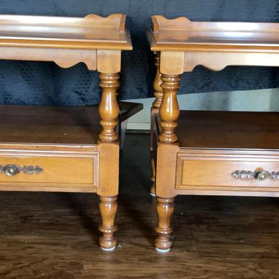Pair of Wooden Tell City End Tables