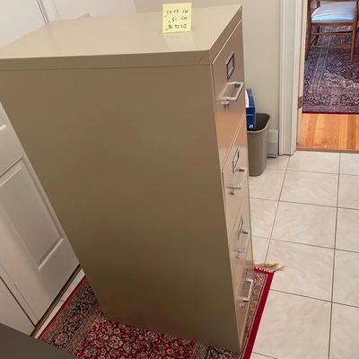 Tall Tan Metal Filing Cabinet