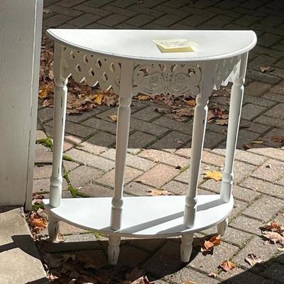 Contemporary White Shabby Chic Half Round Side Table