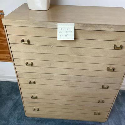Vintage 1950s 1960s Mid Century Modern Blonde Tall Dresser