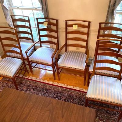 Set Of 6 Shaker Style Ladder Back Dining Chairs