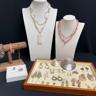 Vintage Pastel And Gold Colored Jewelry 