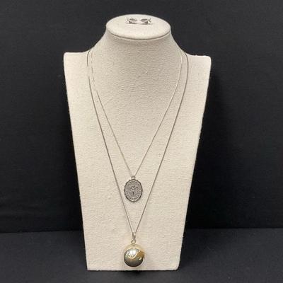 Sterling Silver Chains And Pendant With Earrings 