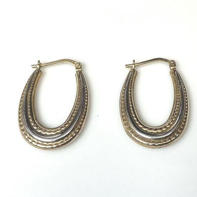 Sterling Silver Hoops With Gold Tone