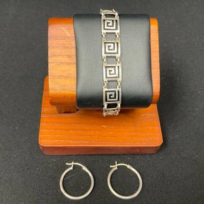 Sterling Silver Bracelet And Earrings 