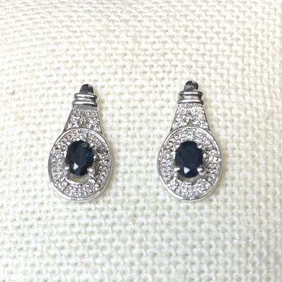 10K Earrings With Blue Stone