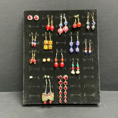 Vintage Blue And Red Assorted Earrings