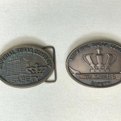 Two Imperial Sugar Belt Buckles