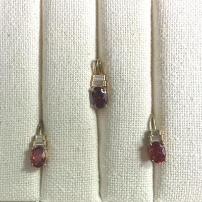 Sterling Silver With Gold Plate Earrings And Pendant 