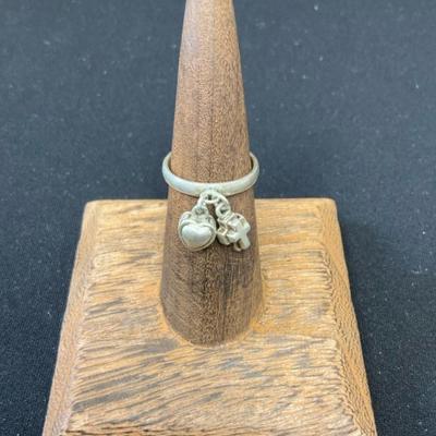 Sterling Silver Heart And Cross Ring