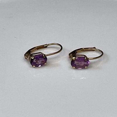 10K Gold Amethyst Earrings 