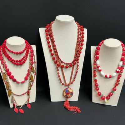 Red Beaded Necklaces 