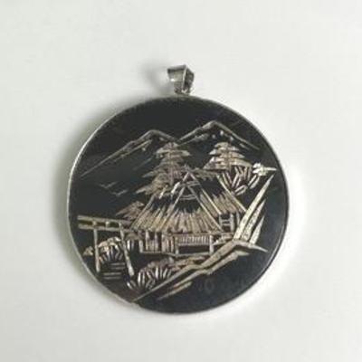 950 Japanese Damascene Pendant