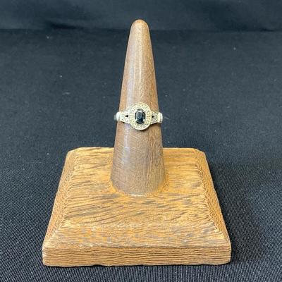 10K Sapphire And Diamond Ring