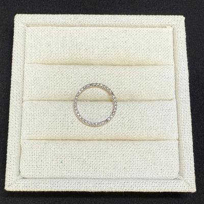 10K Diamond Round Pendant With 4 CZ, 3 Missing Stones