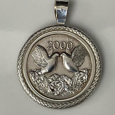 2000 Millennium Sterling Silver Coin Pendant 