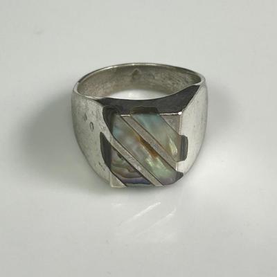 Sterling Silver + Abalone Men’s Ring