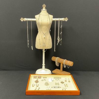 Vintage Silver Tone And Sparkle Jewelry 