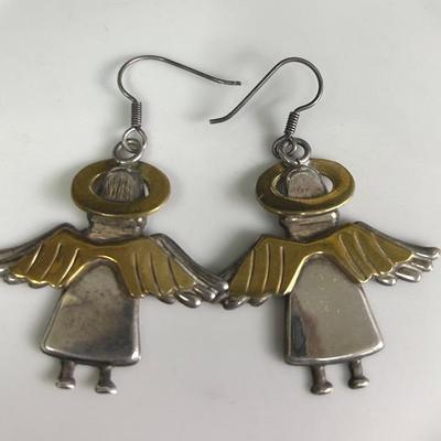 Sterling + Brass Angel Earrings 