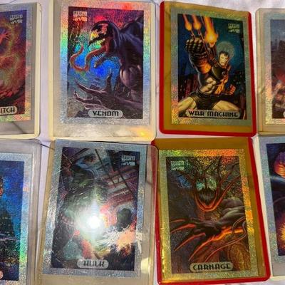 Marvel Hologram Trading Card Lot – 8 Cards (Spider-Man, Venom, Carnage, Iron Man, Hulk, & More)