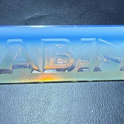 Rare Vintage Sabino France Opalescent Glass Sign – “SABINO” Nameplate