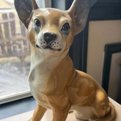 Vintage Ceramic Chihuahua Figurine – Hand-Painted Mid-Century Decor