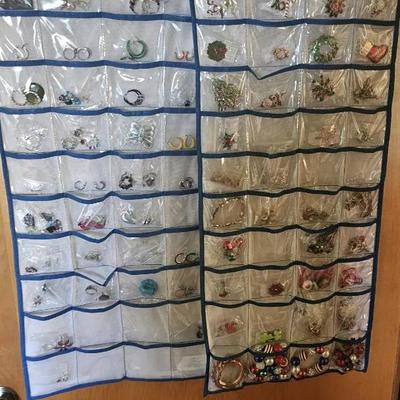 Some Sterling Silver, Holiday Jewelry & More in Storage Hanger